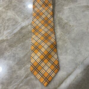 Orange Plaid Men's Tie